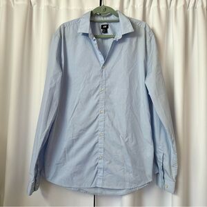 H&M Men's Light Blue Long Sleeve Button Up Dress Shirt Size XL Extra Large